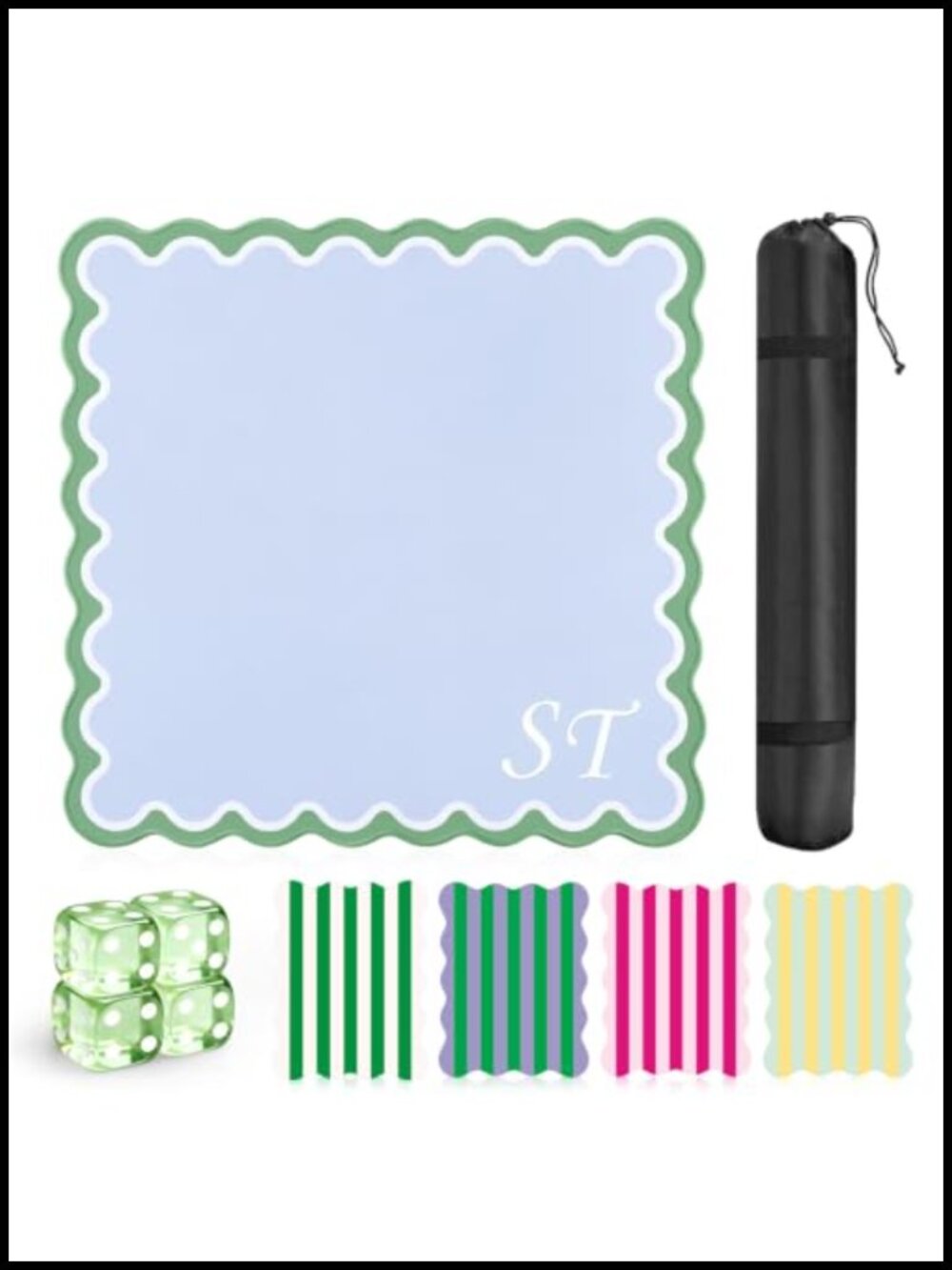 Scalloped Mahjong Mat 32.4in DIY Initial Heat Transfer Non-Slip Noise-Reducing